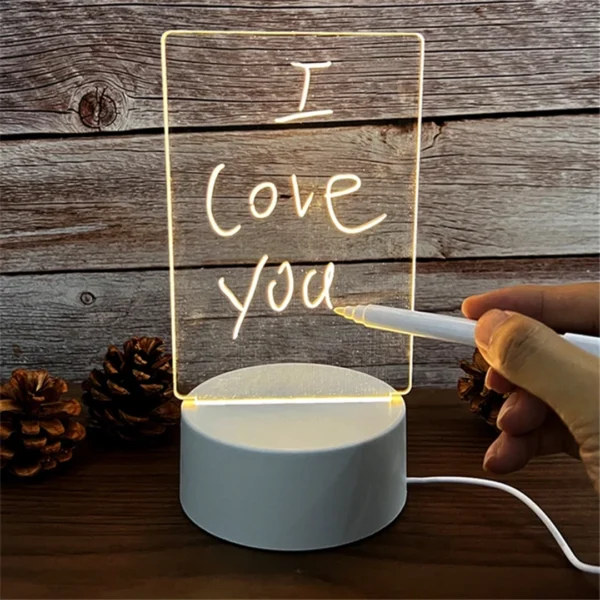 Acrylic Multicolor Night Lamp with Writable Board and Eraser Pen