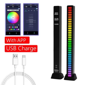 3D RGB APP Control Rechargeable Rhythm Light With Voice-Activated Pickup (D10)