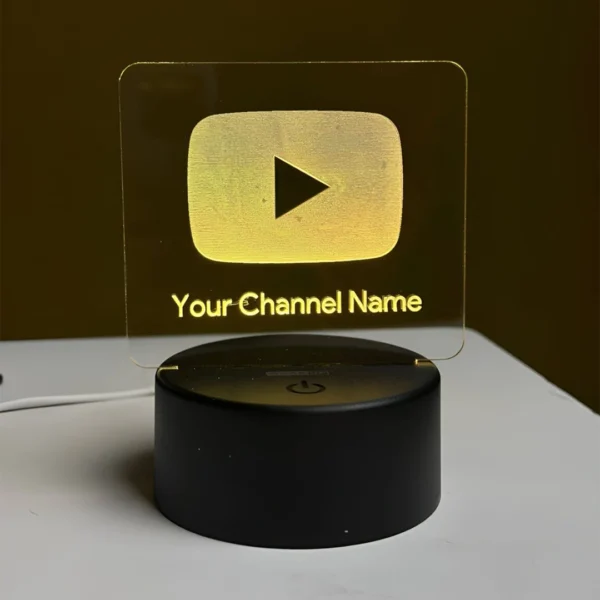 Customizable Youtube Logo Design Acrylic Multicolor Night Lamp