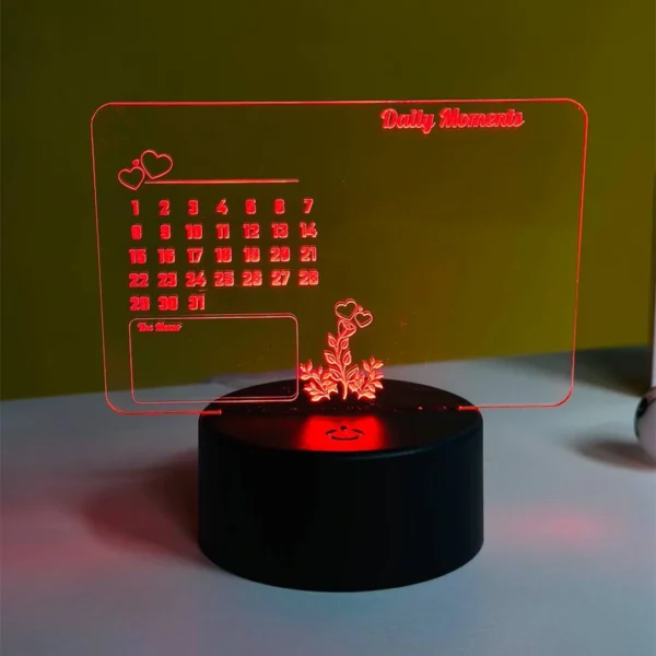 Multicolor Acrylic Night Lamp with Writable Calendar Board and Erasable Pen