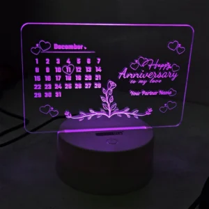 Customizable Anniversary Acrylic Multicolor Night Lamp