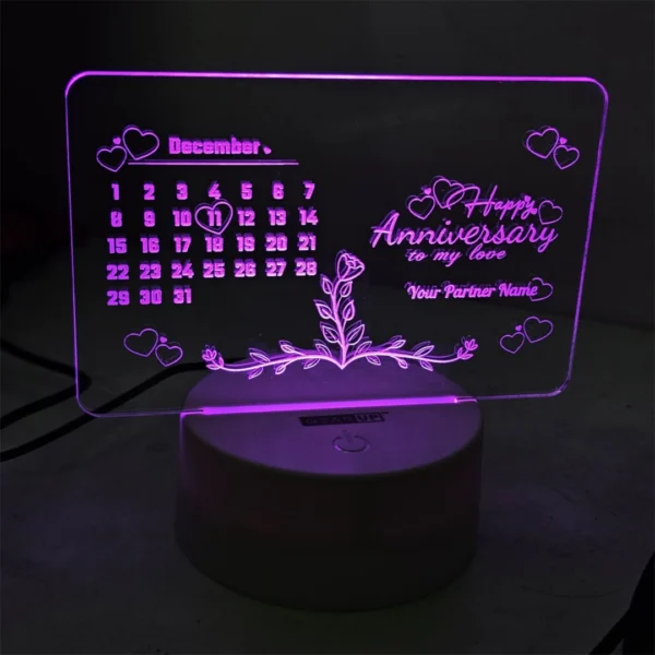 Customizable Anniversary Acrylic Multicolor Night Lamp