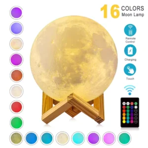 Rechargeable 3D Moon Lamp With Remote