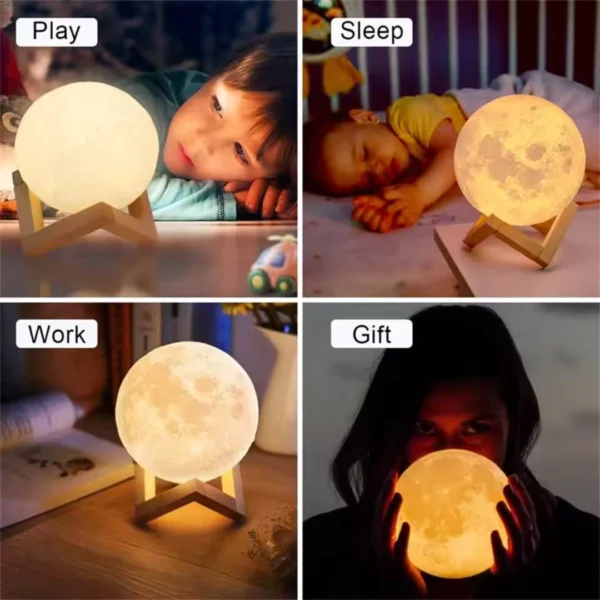 Rechargeable 3D Moon Lamp With Remote