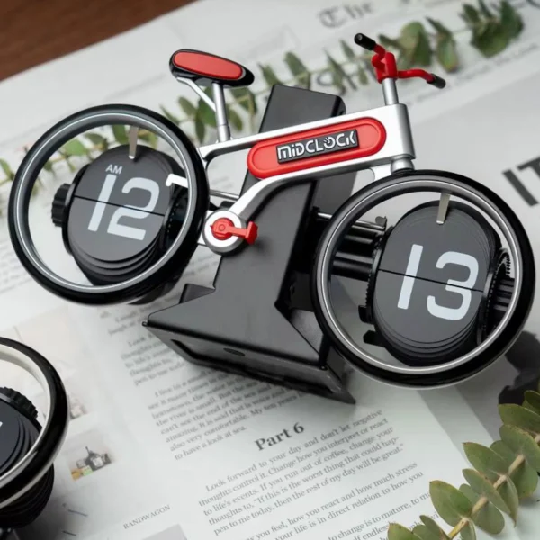 MidClock HY-F117 Unique Bicycle Vintage Flip Desk Clock