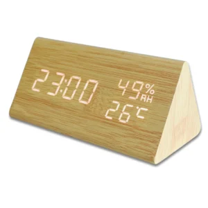 Triangle Wooden Style Digital LED Clock-Light Wood Color